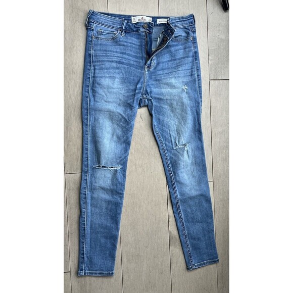 Hollister Juniors Jeans Denim Pants 7S W 28 L 28 High Rise Super Skinny Distress - Picture 2 of 6